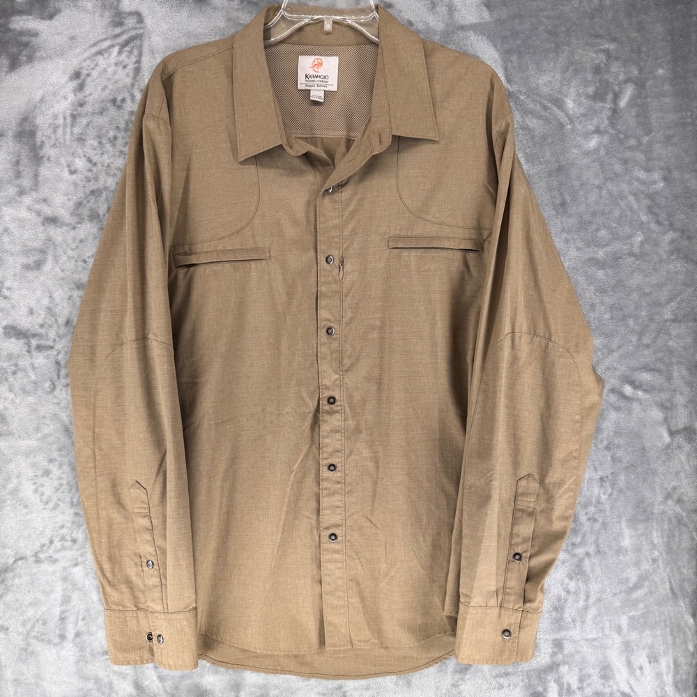 Karamojo Trading Company Mens Long Sleeve Button Up Shirt Khaki Size X Large‎